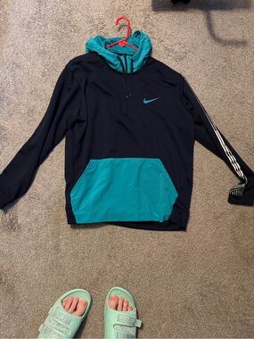 Nike Navy and Teal Dri-FIT Half-Zip Pullover